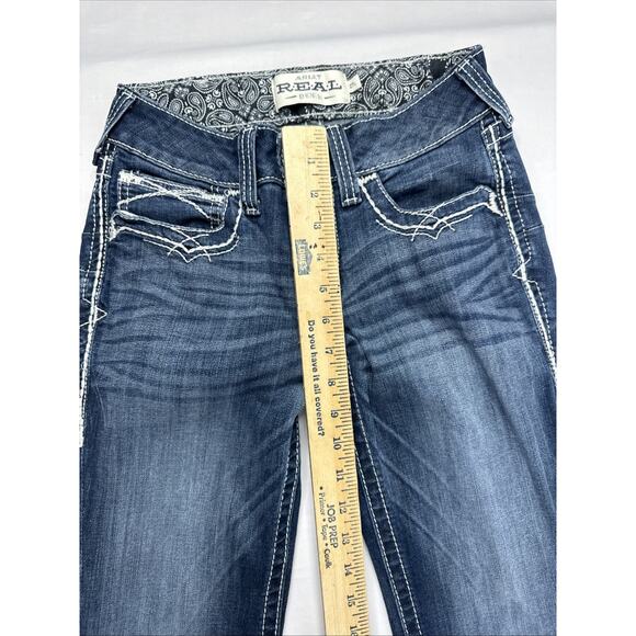 Ariat Jeans Womens 27L Blue REAL Denim Low Rise Boot Western Wear - Picture 11 of 16